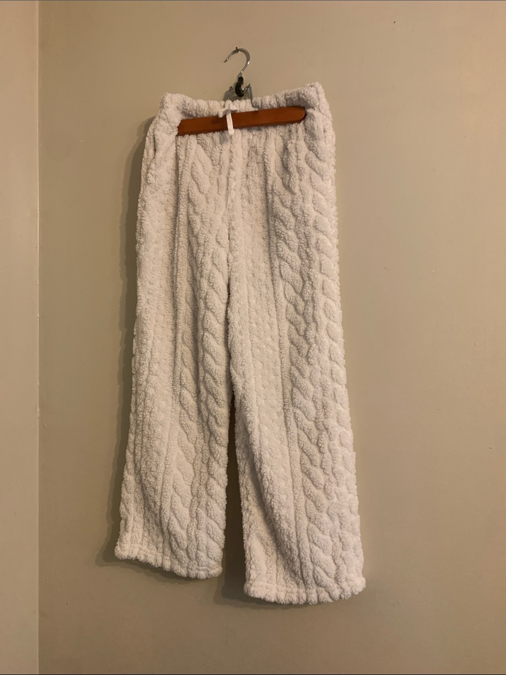 Cozy White Cable-Knit Fleece Kids Pants l 12 cabincore
